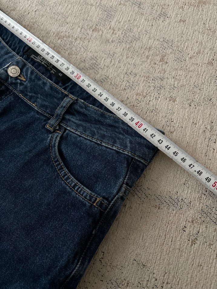 Kadın Lacivert Salaş Midi Boy Kot Pantolon - Görsel 5