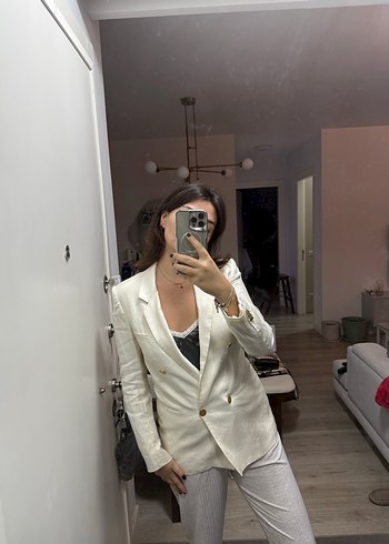 m Beden Mango Beyaz Kadın Blazer Ceket