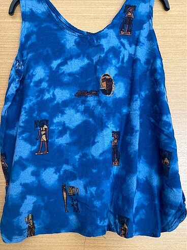Diğer Etnik batik desenli mavi bluz