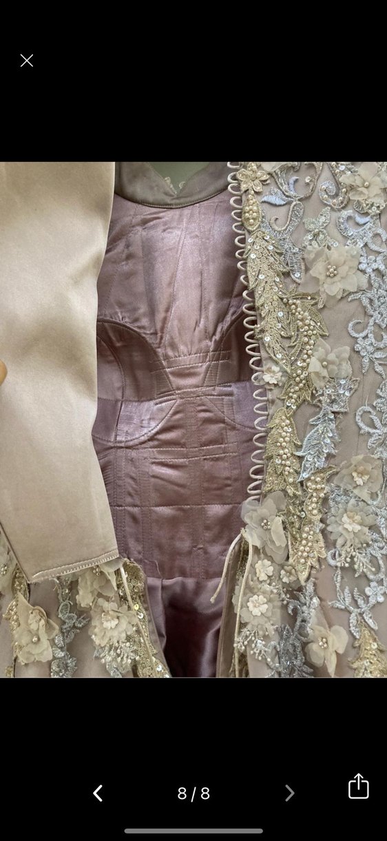 Uzun Kollu İşlemeli Nişan Elbisesi abiye tesettür - Görsel 5