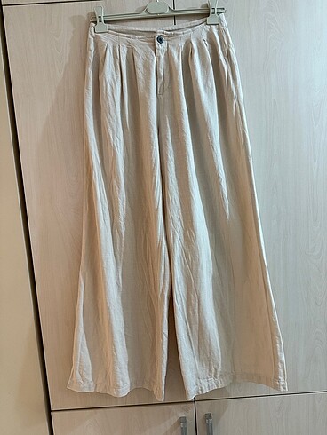 Özel dikim keten bolpaça pantolon