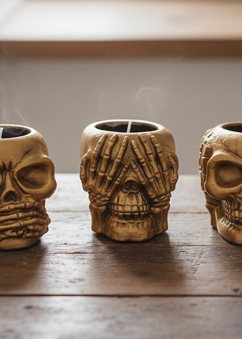 Koyu Altın Renkli Kafatası Set - Görsel 8