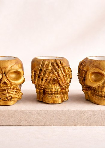 Koyu Altın Renkli Kafatası Set - Görsel 4