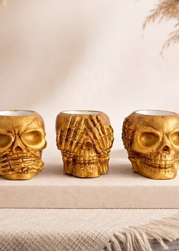 Koyu Altın Renkli Kafatası Set - Görsel 5
