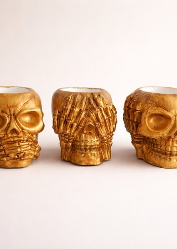 Koyu Altın Renkli Kafatası Set - Görsel 2