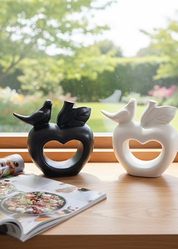 Kuşlu Elma Şekilli Dekoratif Biblo - Görsel 5