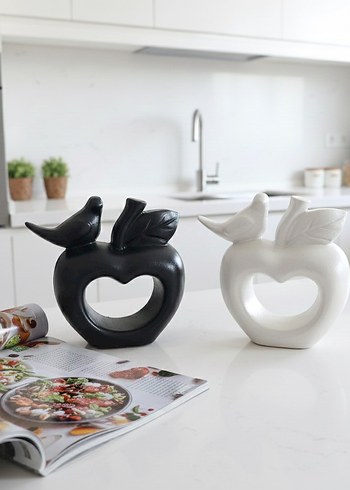 Kuşlu Elma Şekilli Dekoratif Biblo - Görsel 4