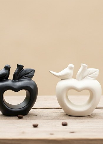 Kuşlu Elma Şekilli Dekoratif Biblo - Görsel 11