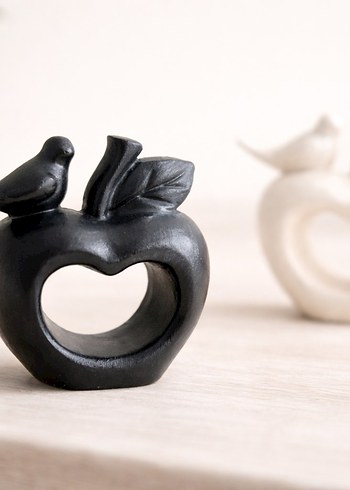 Kuşlu Elma Şekilli Dekoratif Biblo - Görsel 2