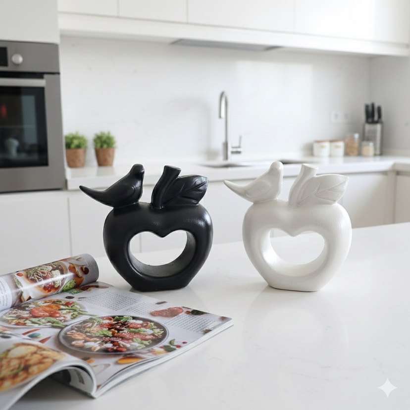 Kuşlu Elma Şekilli Dekoratif Biblo - Görsel 4