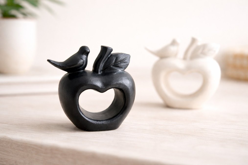 Kuşlu Elma Şekilli Dekoratif Biblo - Görsel 2