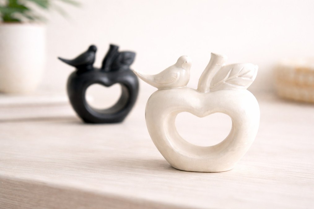 Kuşlu Elma Şekilli Dekoratif Biblo - Görsel 3