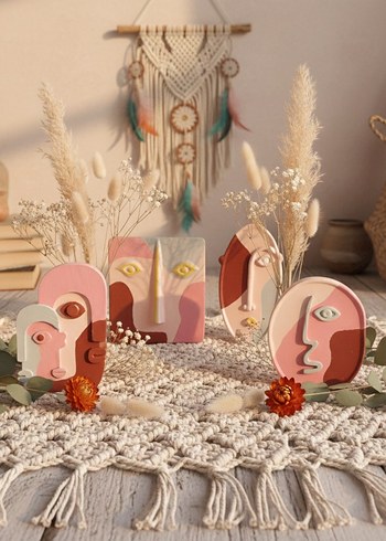 4'lu Minimal Soyut Yuz Dekoratif Set - Görsel 8