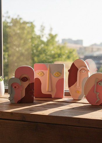 4'lu Minimal Soyut Yuz Dekoratif Set - Görsel 5