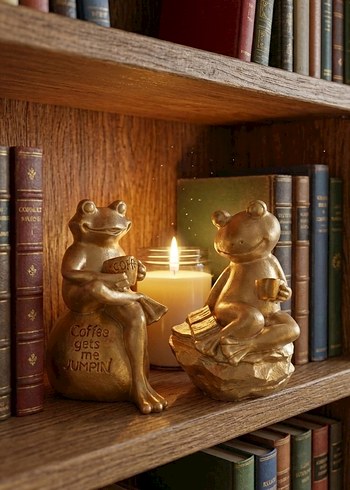 2'li Altın Renk Parlak Kurbağa Biblo Set - Görsel 7