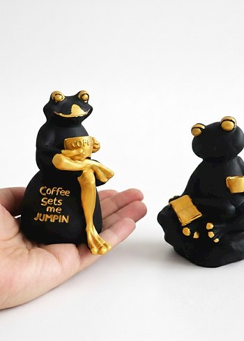 Siyah Altın Renkli Kahve Temalı Kurbağa Biblo - Görsel 6