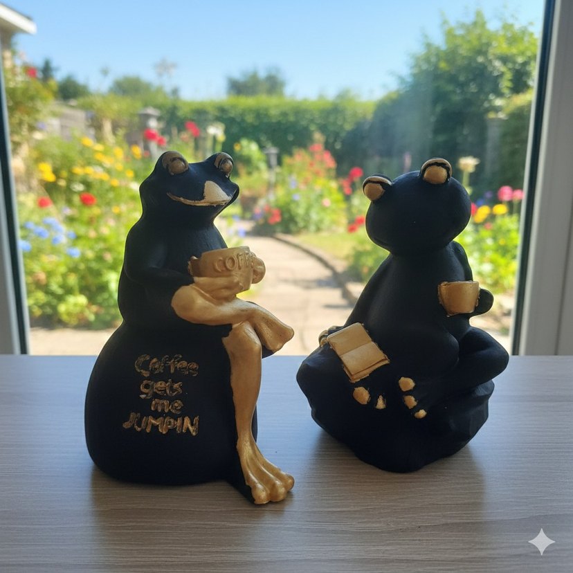 Siyah Altın Renkli Kahve Temalı Kurbağa Biblo - Görsel 4