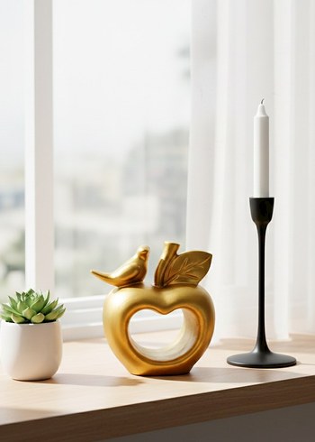 Altın Renkli Kuşlu Elma Biblosu - Görsel 2