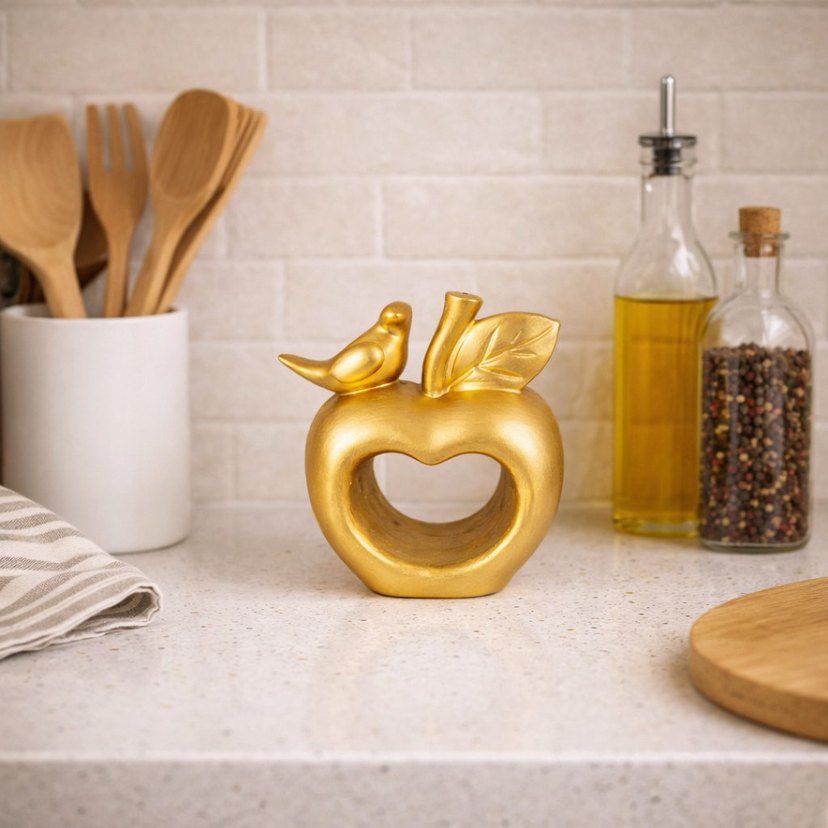 Altın Renkli Kuşlu Elma Biblosu - Görsel 4