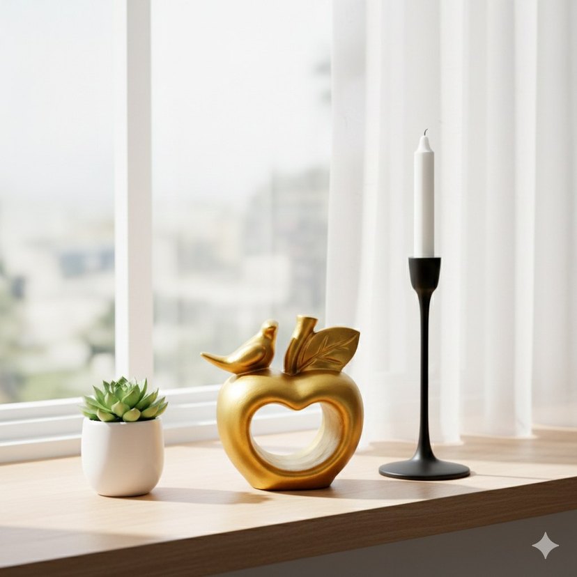 Altın Renkli Kuşlu Elma Biblosu - Görsel 2