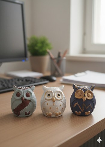 Uclu Minimal Dekoratif Baykus Set - Görsel 4