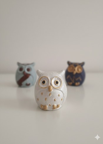 Uclu Minimal Dekoratif Baykus Set - Görsel 2