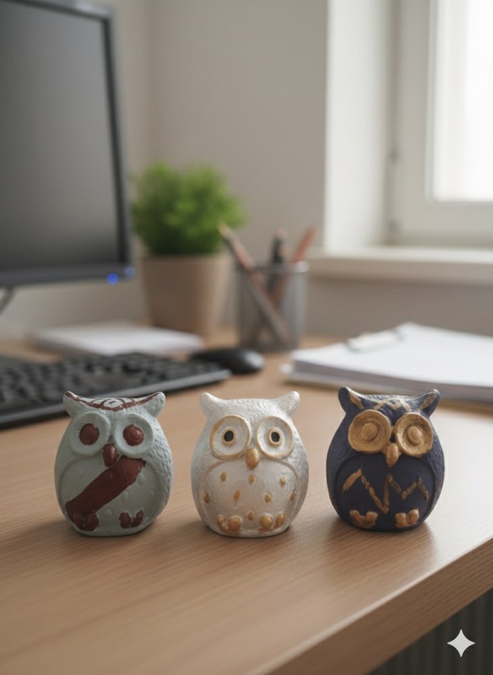 Uclu Minimal Dekoratif Baykus Set - Görsel 4