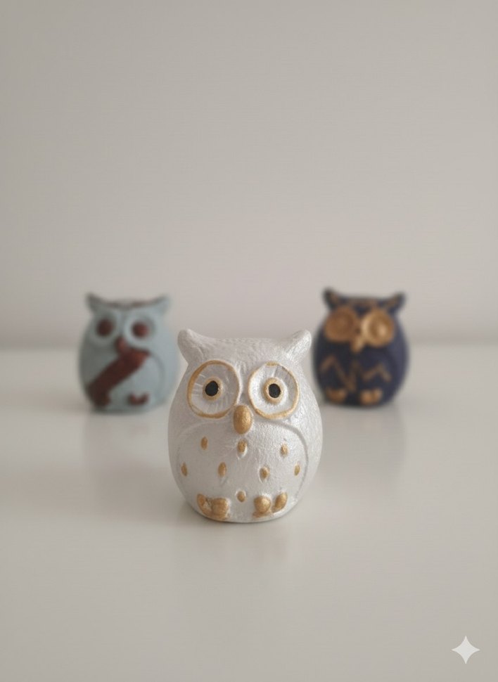 Uclu Minimal Dekoratif Baykus Set - Görsel 2