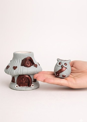 2'li Mantar Ev Baykus Dekoratif Set - Görsel 2