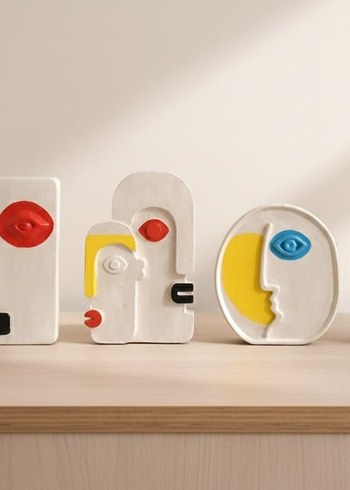 Dortlu Soyut Yuz Dekoratif Set - Görsel 5