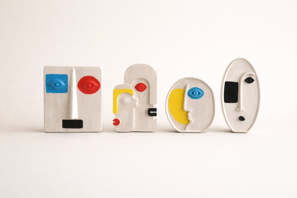 Dortlu Soyut Yuz Dekoratif Set - Görsel 2