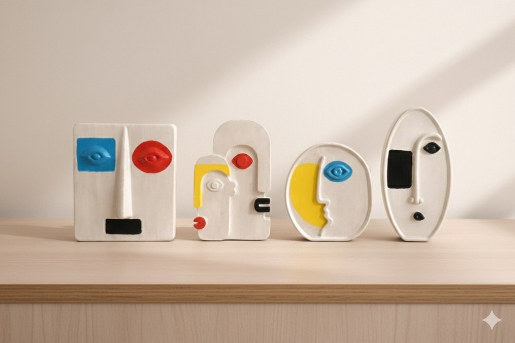 Dortlu Soyut Yuz Dekoratif Set - Görsel 5