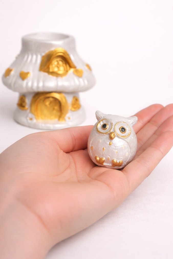 2'li Mantar Ev Baykus Dekoratif Set - Görsel 2