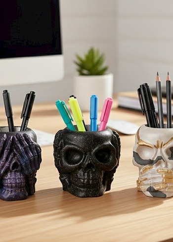 Kafatası Tasarımlı Duzenleyici Kalemlik Vazo - Görsel 9