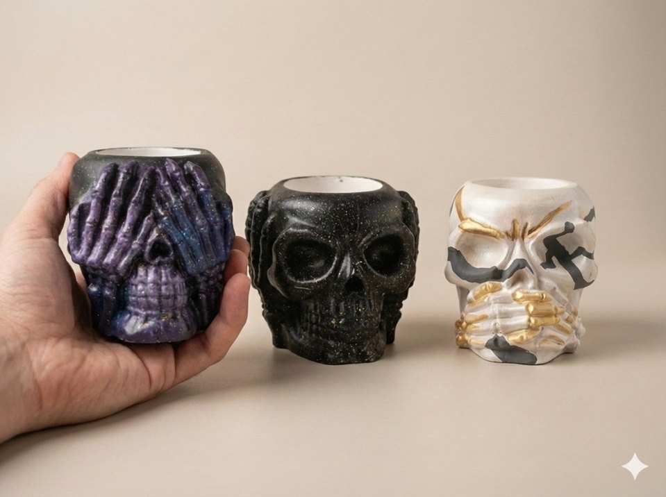 Kafatası Tasarımlı Duzenleyici Kalemlik Vazo - Görsel 5