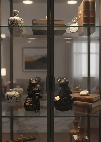 Siyah Kurbağa Figürleri, Kahve Temalı - Görsel 5