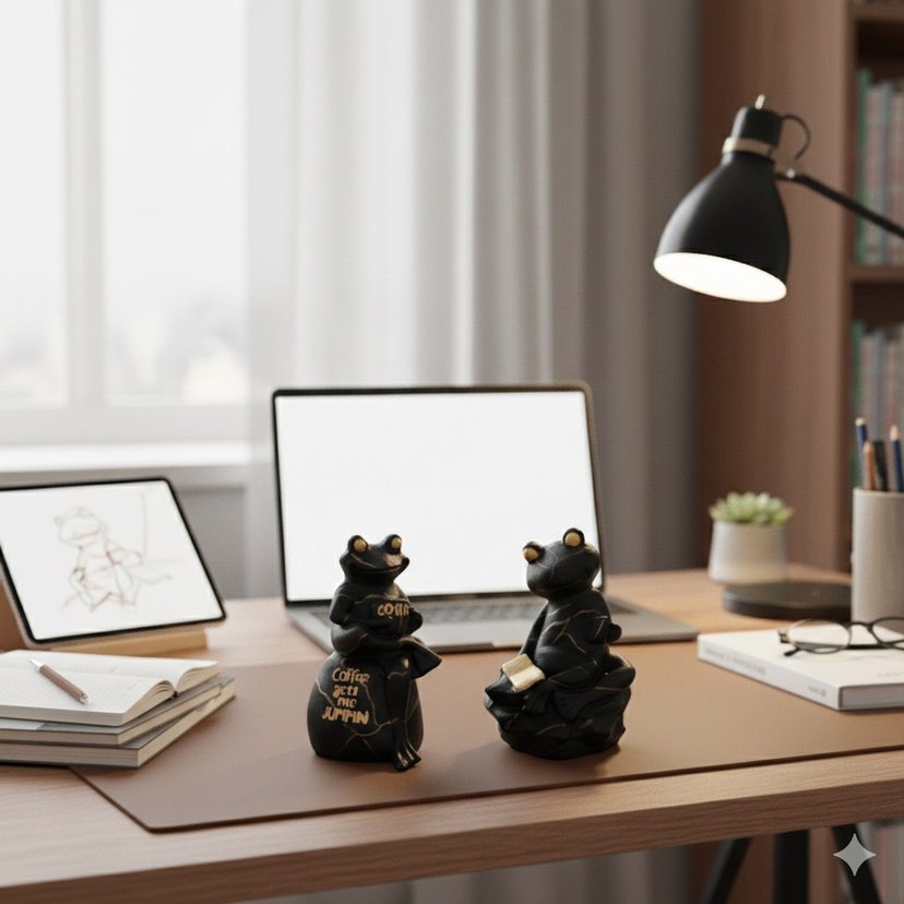 Siyah Kurbağa Figürleri, Kahve Temalı - Görsel 4