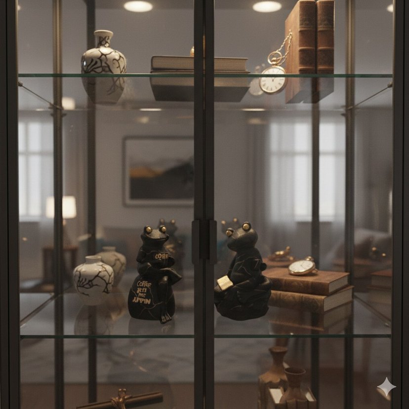 Siyah Kurbağa Figürleri, Kahve Temalı - Görsel 5