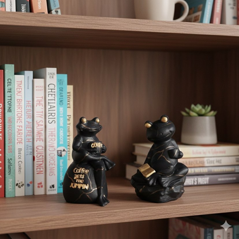 Siyah Kurbağa Figürleri, Kahve Temalı - Görsel 3