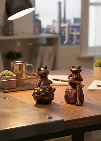 Kahve Kurbağa Figürleri Seti - Görsel 8