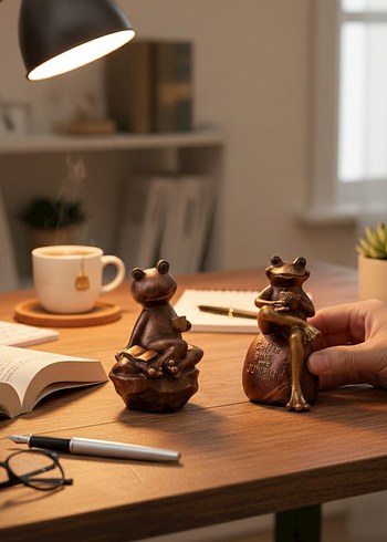 Kahve Kurbağa Figürleri Seti - Görsel 7