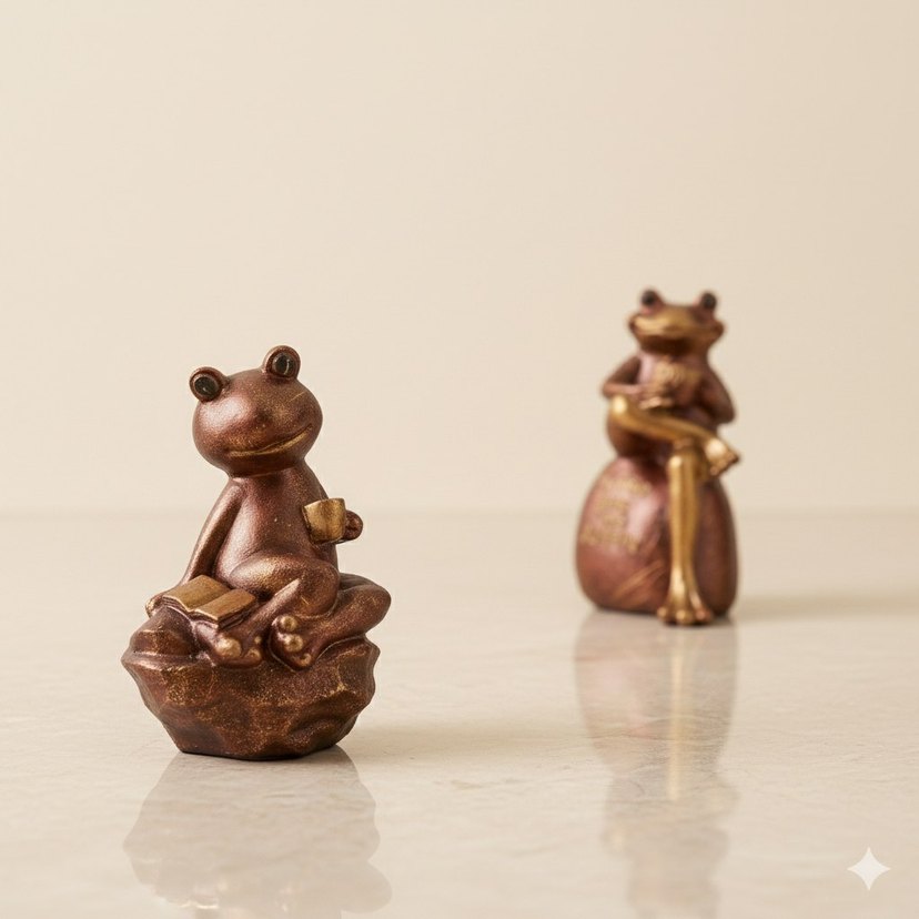 Kahve Kurbağa Figürleri Seti - Görsel 5