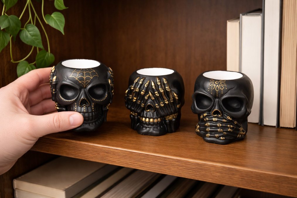 Karanlık Siyah Kafatası Figürin Seti - Görsel 3