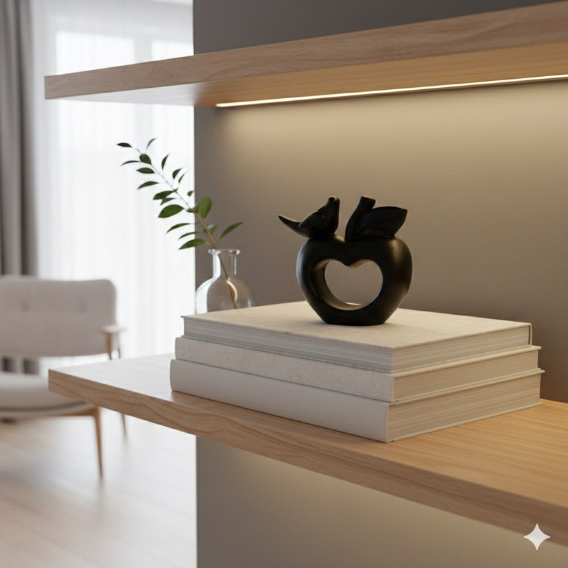 Kuşlu Siyah Elma Figürü - Görsel 3