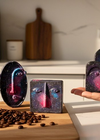 Galaksi Temalı 4'lu Soyut Yuz Set - Görsel 8