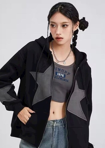Star Patch Zip Detail Unisex