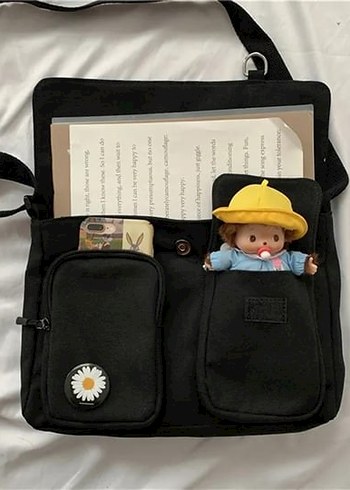 Beden siyah Renk Harajuku Unisex Cepli Postaci Çanta