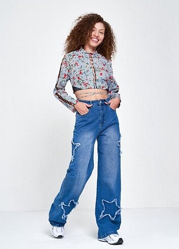 m Beden Y2K Star Patch Baggy Pant