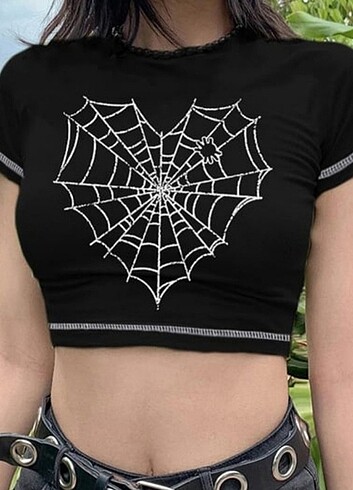 Heart Web Spider Ters Dikis Crop 