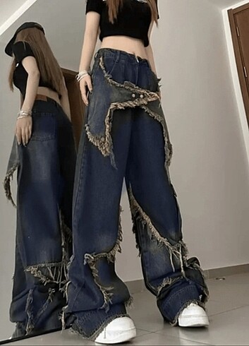 l Beden Y2K Stars Patch Yikamali Wide Leg 